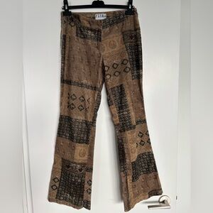 FIRMA 14.5” WAIST Italian Made Patchwork Wide-leg Flare Pants, Brown/Blue.